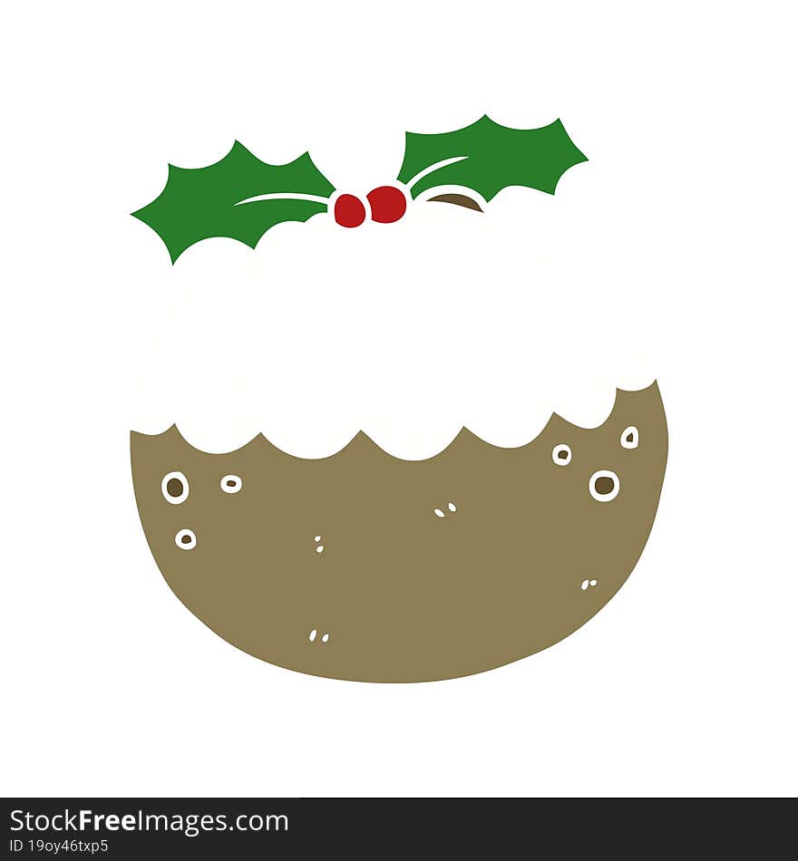 flat color style cartoon christmas pudding