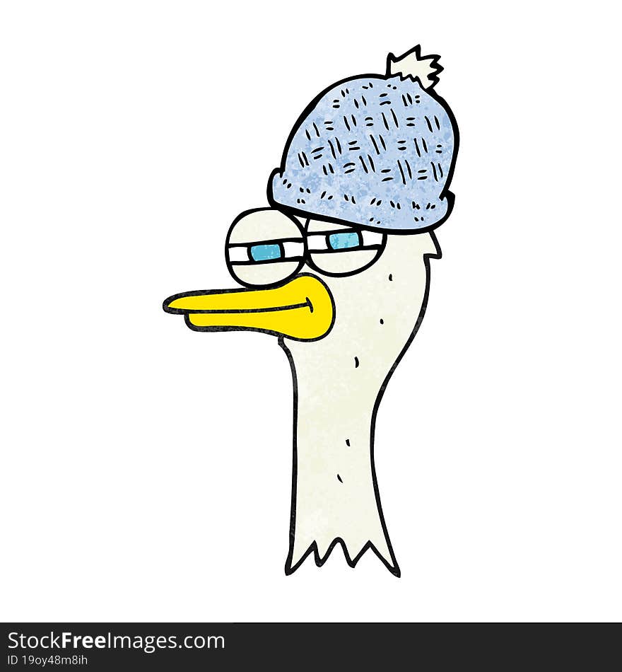 textured cartoon bird wearing hat