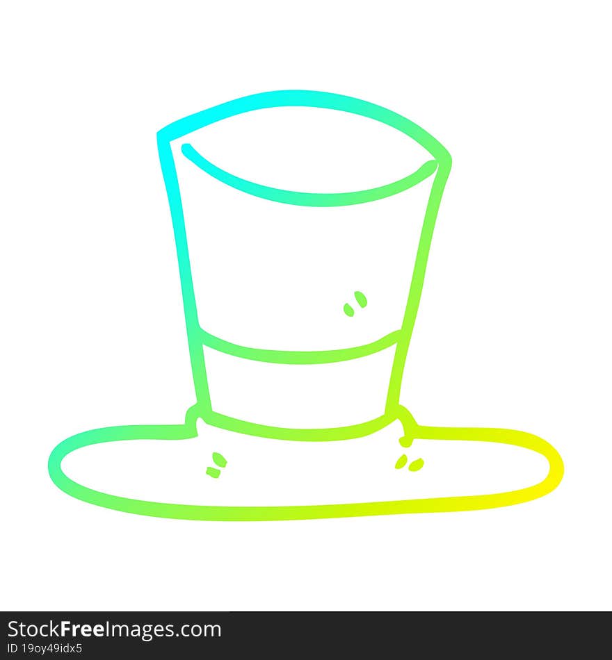 cold gradient line drawing of a cartoon top hat