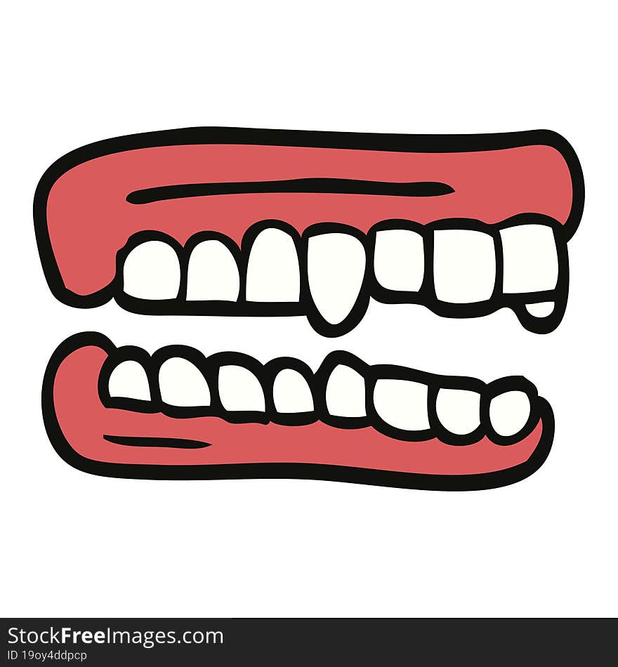 cartoon doodle false teeth