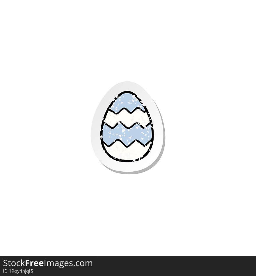 distressed sticker of a cartoon painted easter egg