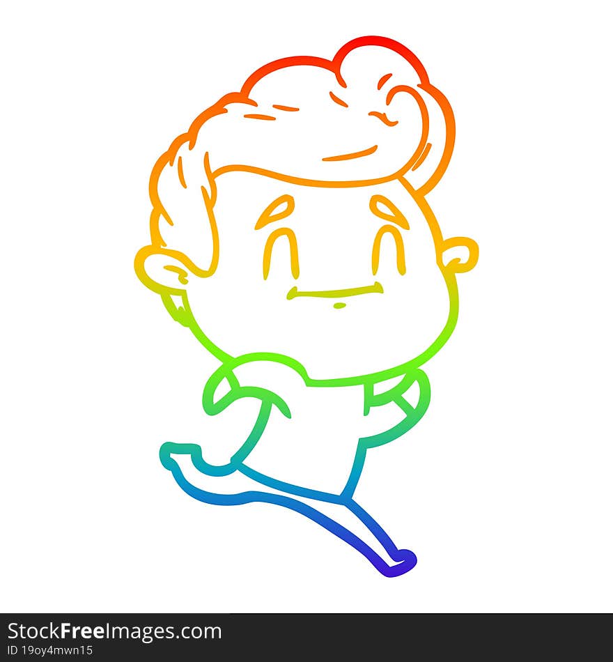 rainbow gradient line drawing running cartoon man