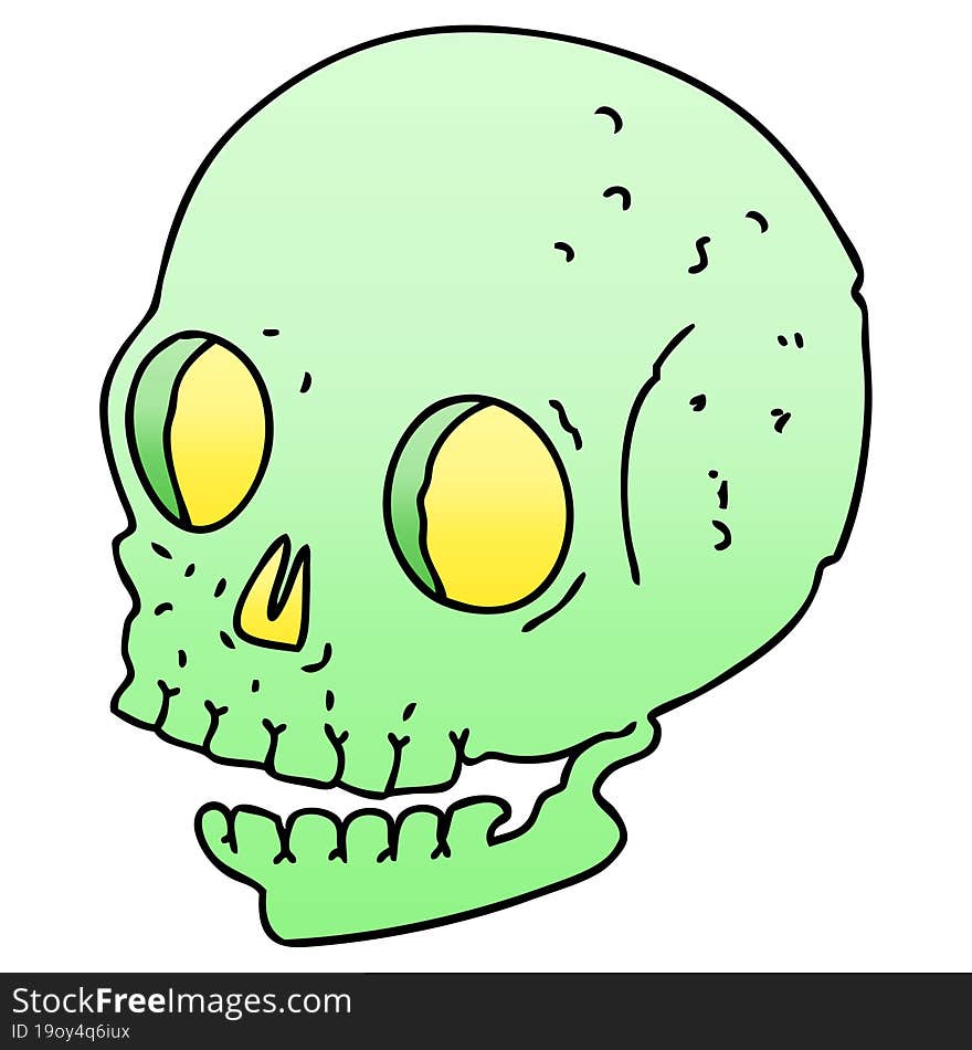 quirky gradient shaded cartoon skull