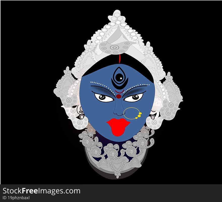 Maa Kali a female goddess.Godde hand drawing illustration.