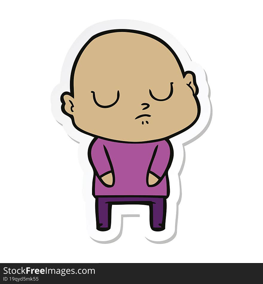 sticker of a cartoon bald man