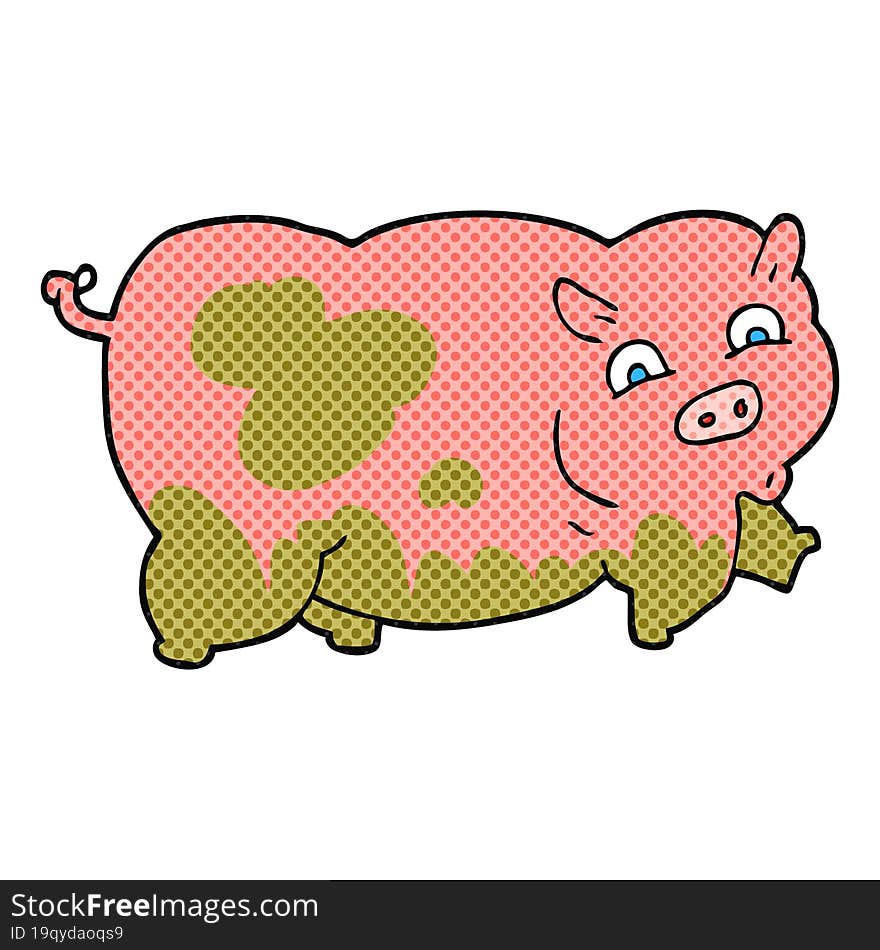 freehand drawn cartoon pig