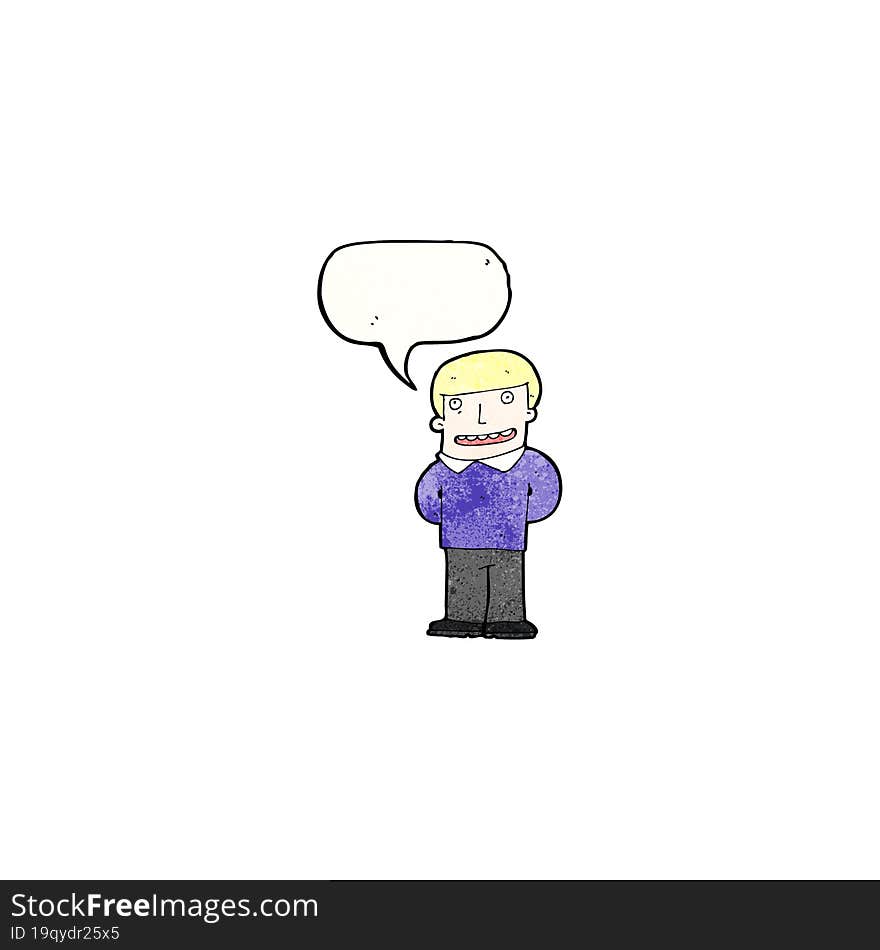 Cartoon Happy Man With Speech Bubble