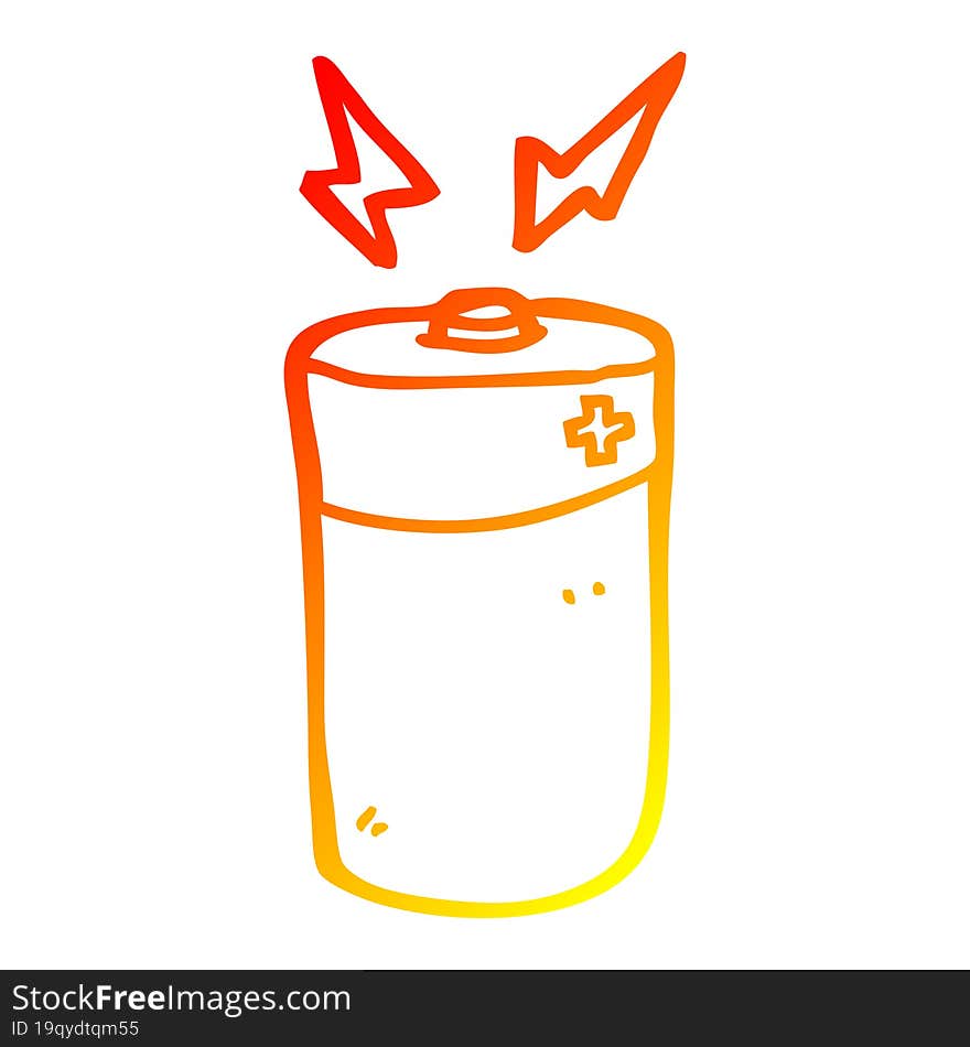 warm gradient line drawing cartoon battery