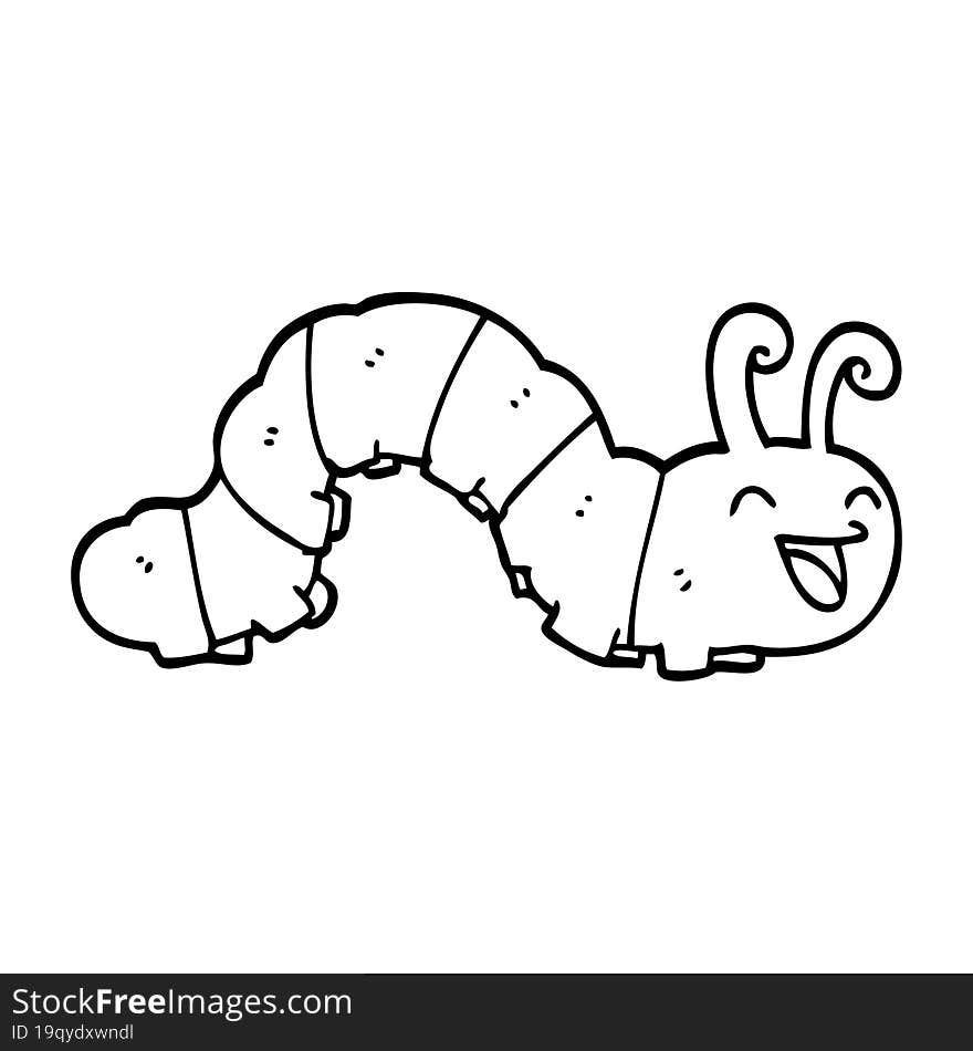 cute line drawing cartoon caterpillar