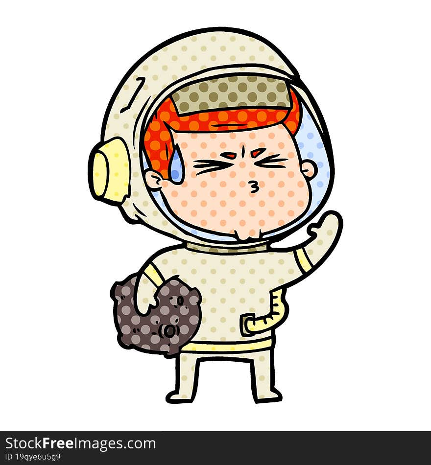 cartoon stressed astronaut. cartoon stressed astronaut