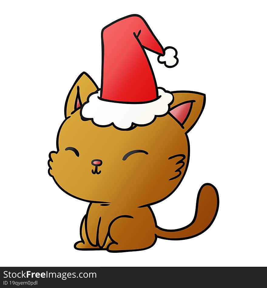 hand drawn christmas gradient cartoon of kawaii cat