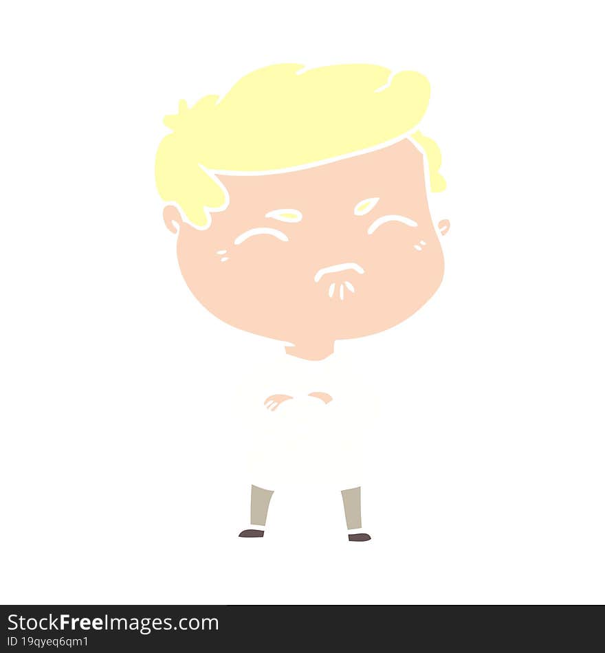 Flat Color Style Cartoon Annoyed Man