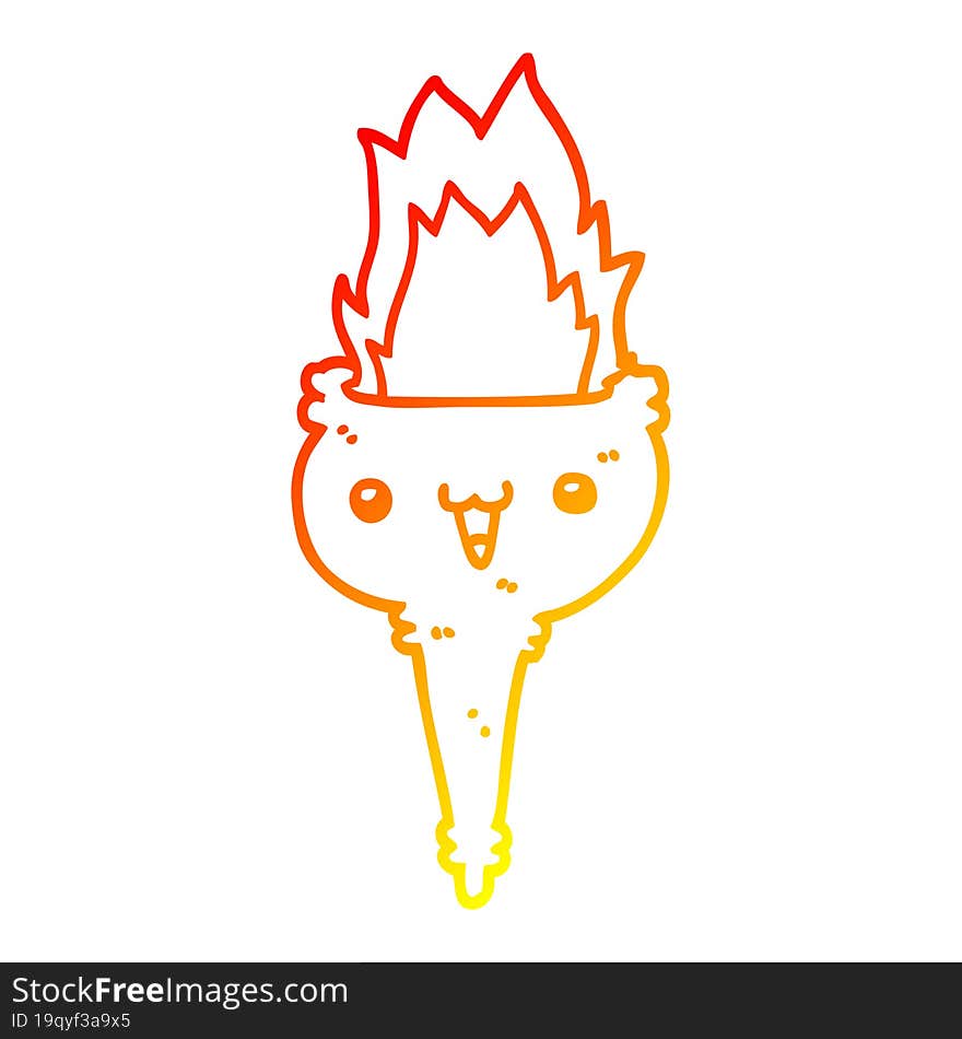 warm gradient line drawing cartoon flaming chalice