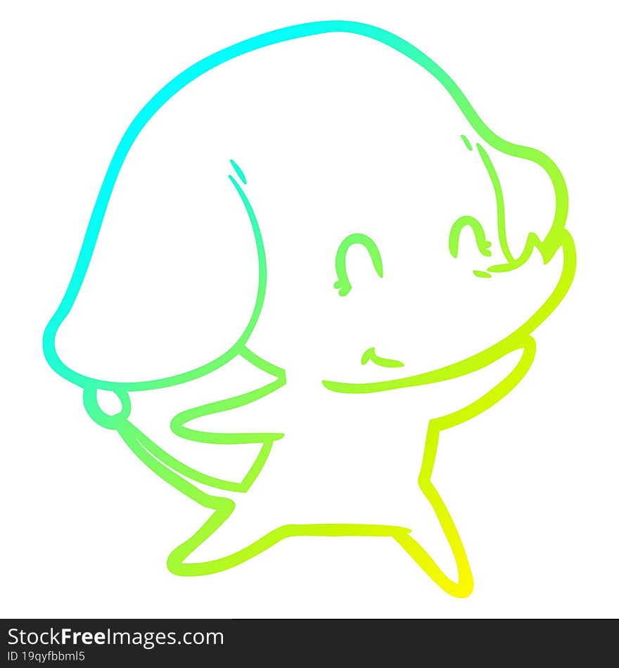 cold gradient line drawing cute cartoon elephant