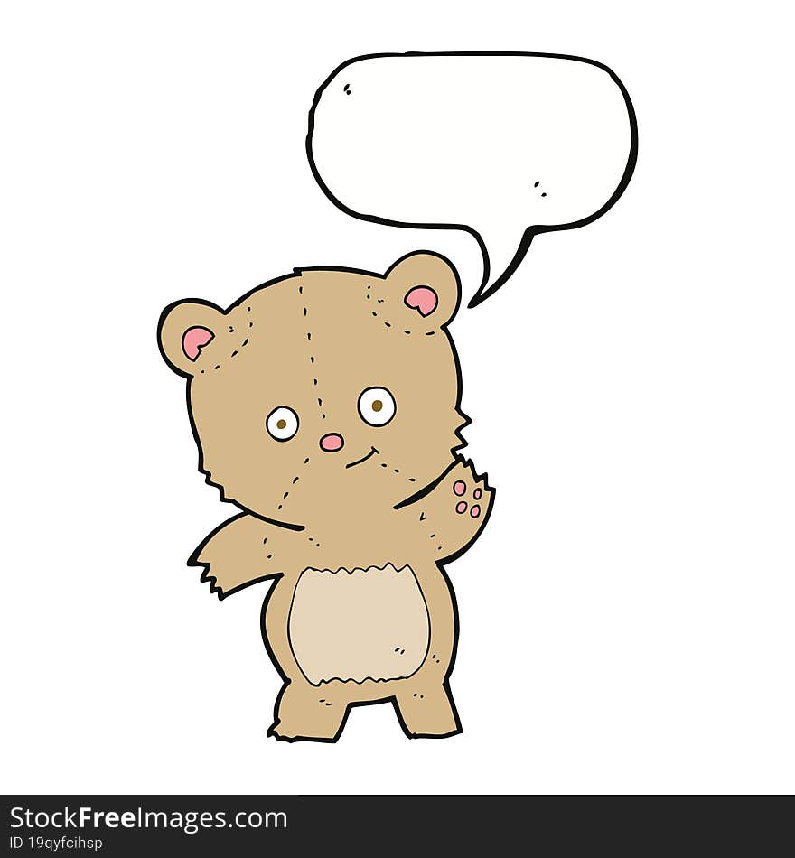 cartoon teddy bear with speech bubble