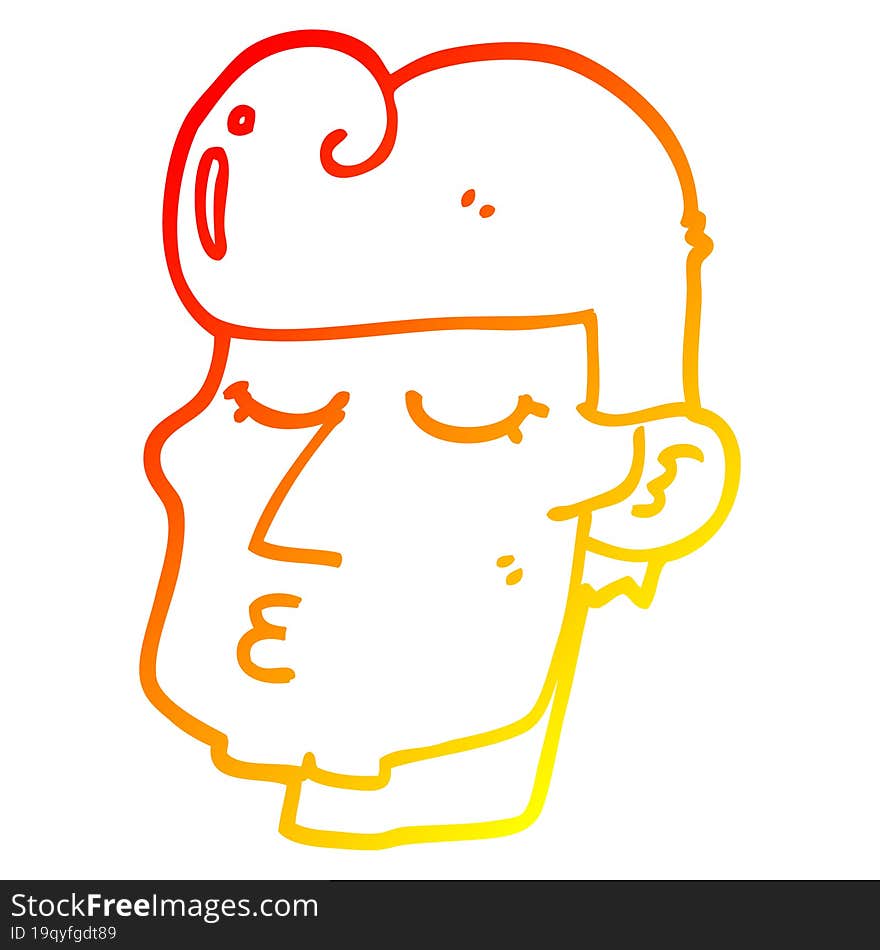 warm gradient line drawing of a cartoon handsome man