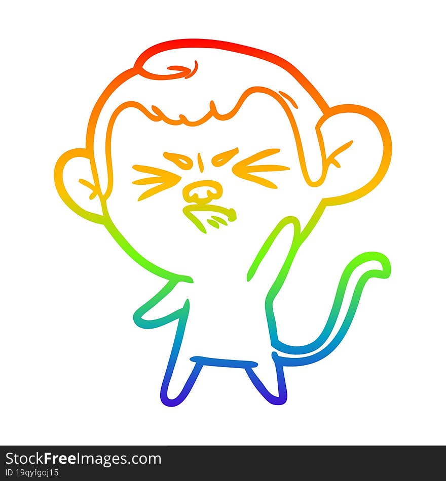 rainbow gradient line drawing cartoon annoyed monkey