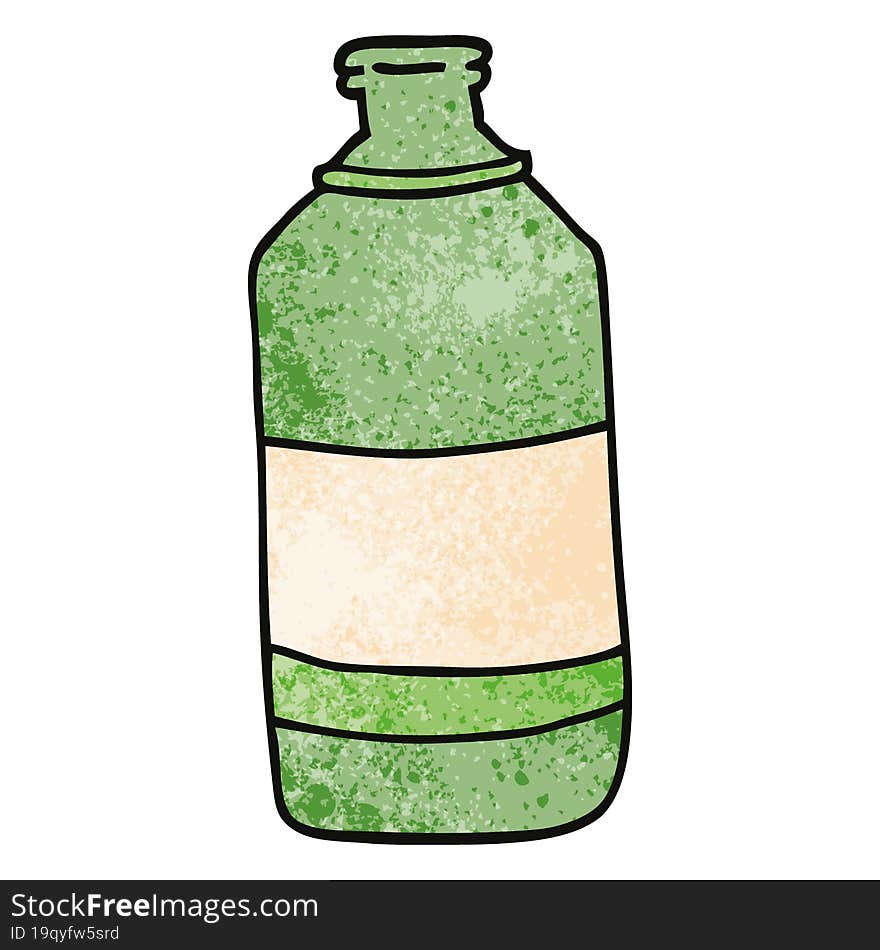 Cartoon Doodle Old Green Bottle