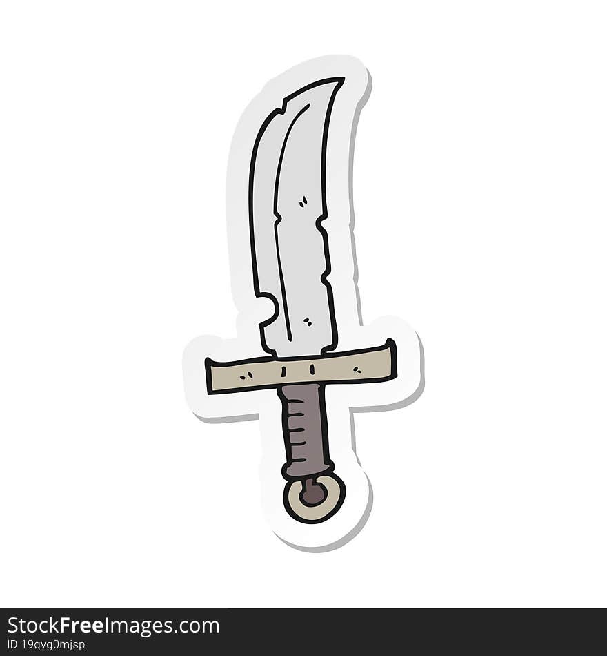 sticker of a cartoon knife