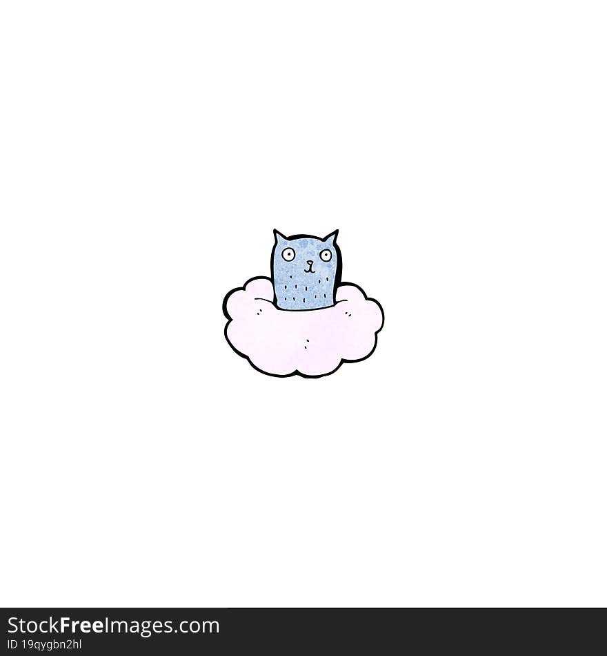 Cartoon Cat On Cloud