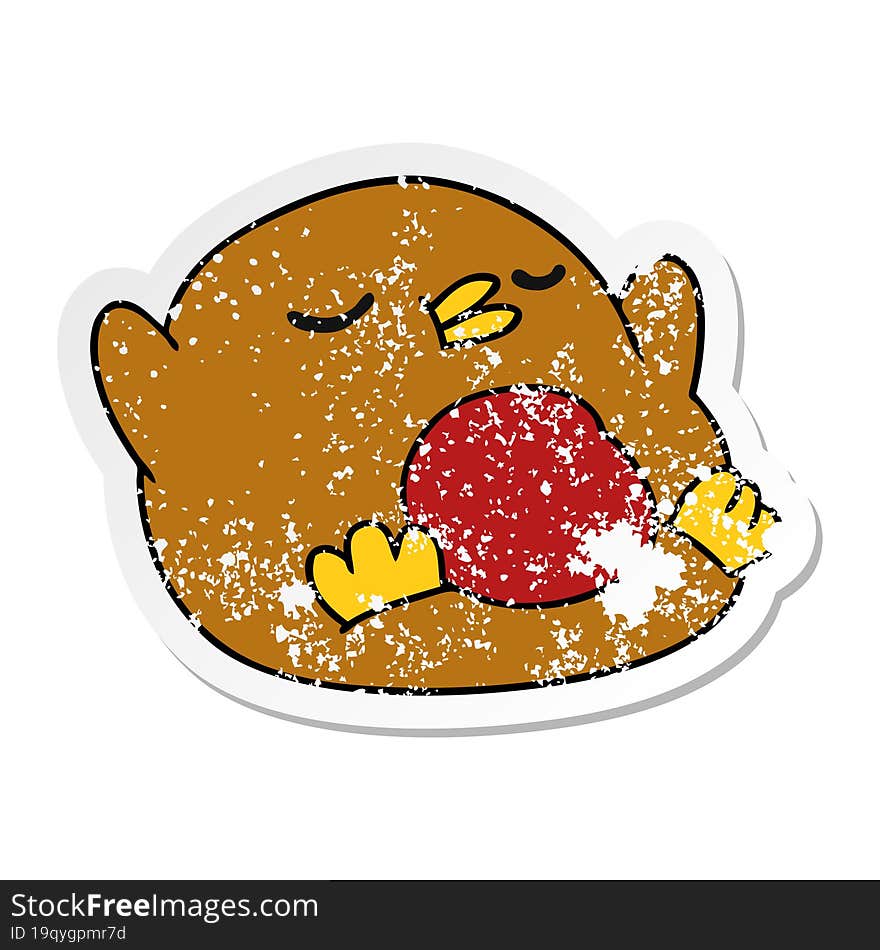 distressed sticker cartoon cute kawaii red robin