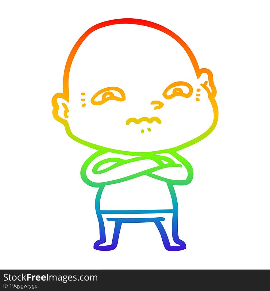 rainbow gradient line drawing of a cartoon nervous man