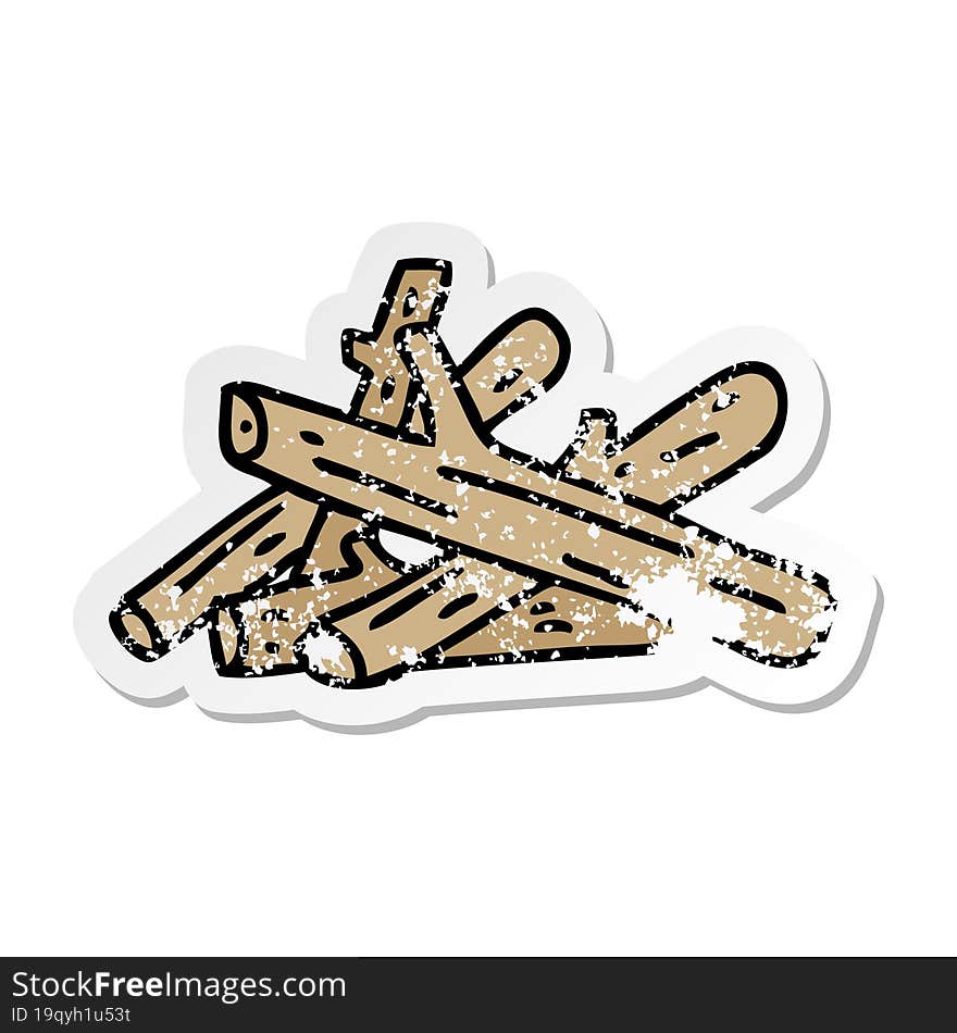 distressed sticker of a quirky hand drawn cartoon logs