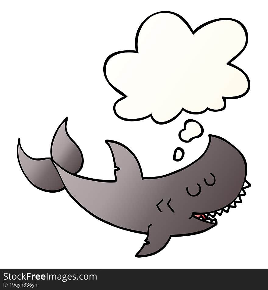 cartoon shark and thought bubble in smooth gradient style