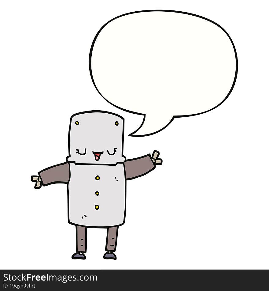 cartoon robot and speech bubble