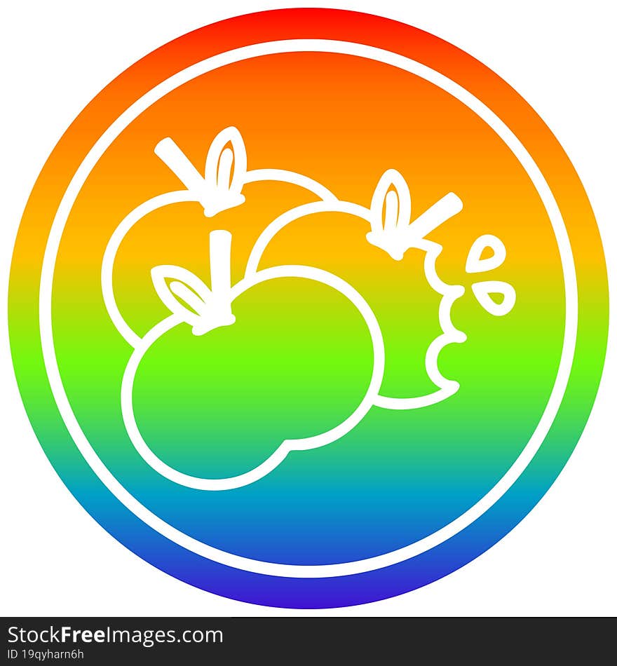 juicy apples circular in rainbow spectrum