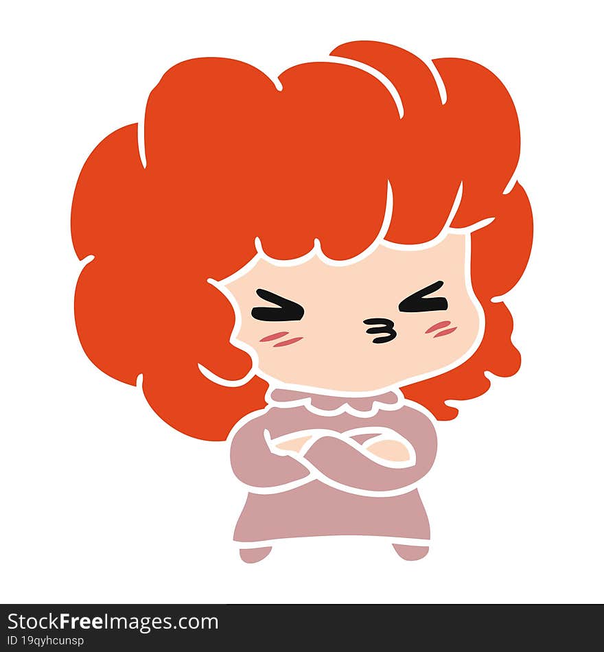 cartoon illustration of a cute cross kawaii girl. cartoon illustration of a cute cross kawaii girl