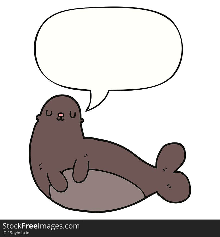 cartoon seal and speech bubble