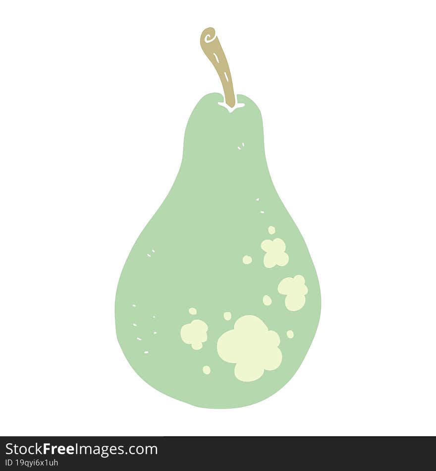 Flat Color Illustration Of A Cartoon Pear