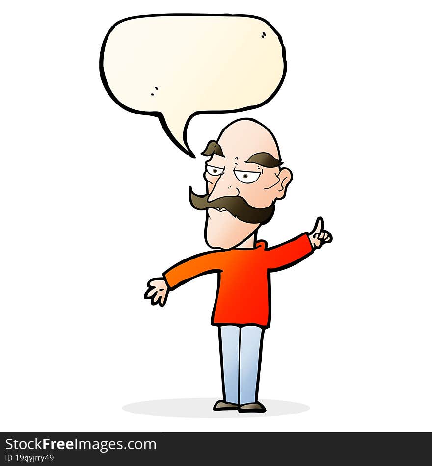 cartoon old man telling story with speech bubble