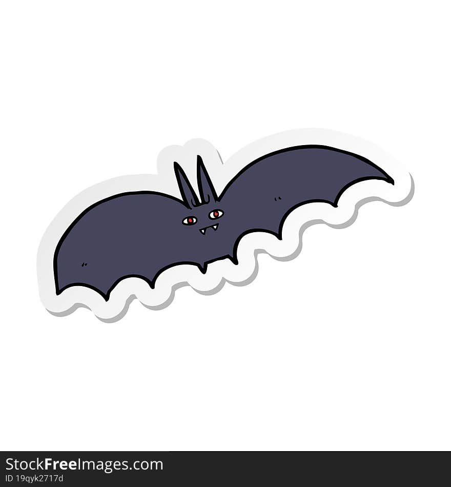 sticker of a cartoon vampire bat