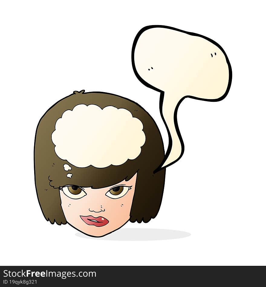 cartoon woman thinking with speech bubble