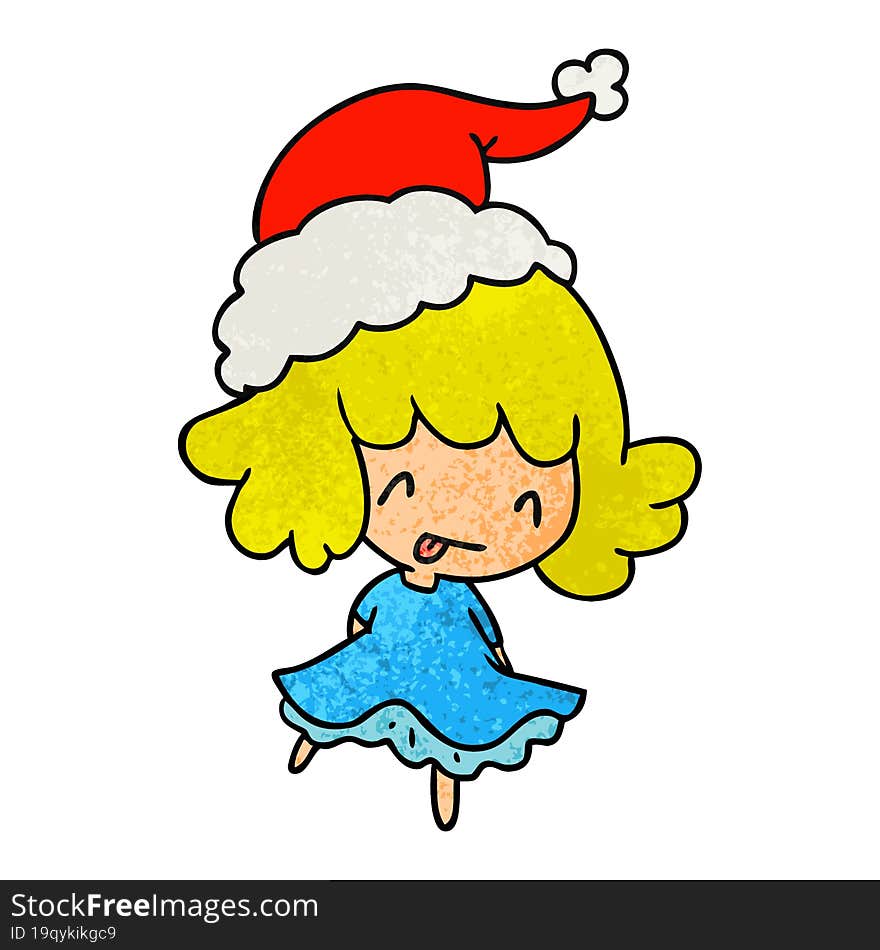 Christmas Textured Cartoon Of Kawaii Girl