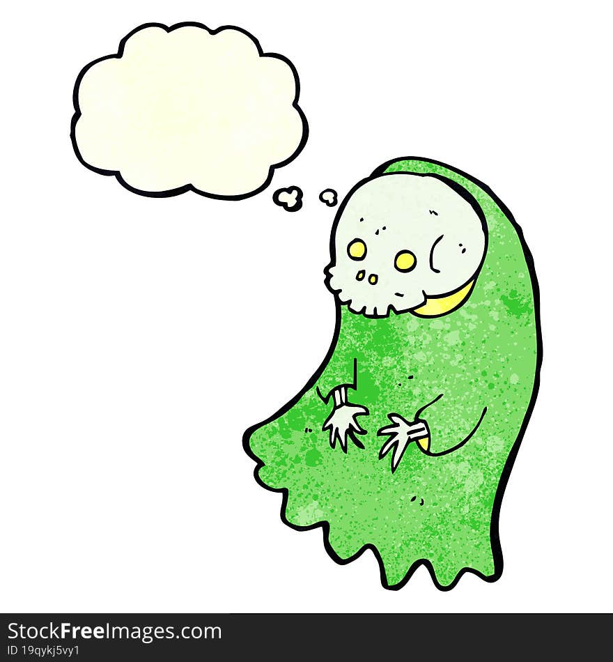 cartoon spooky ghoul with thought bubble