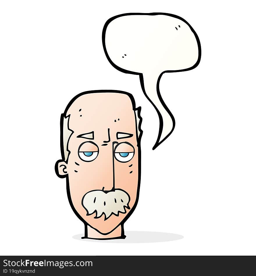 cartoon bored old man with speech bubble