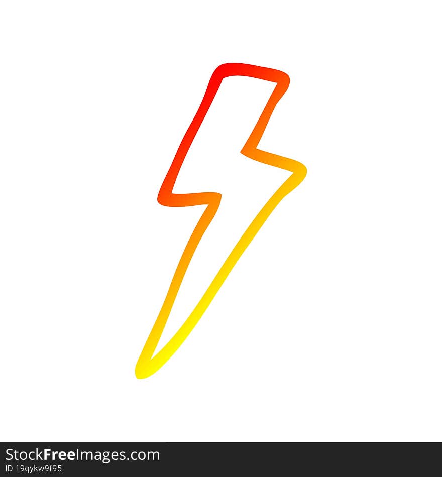 Warm Gradient Line Drawing Cartoon Lightning Bolt