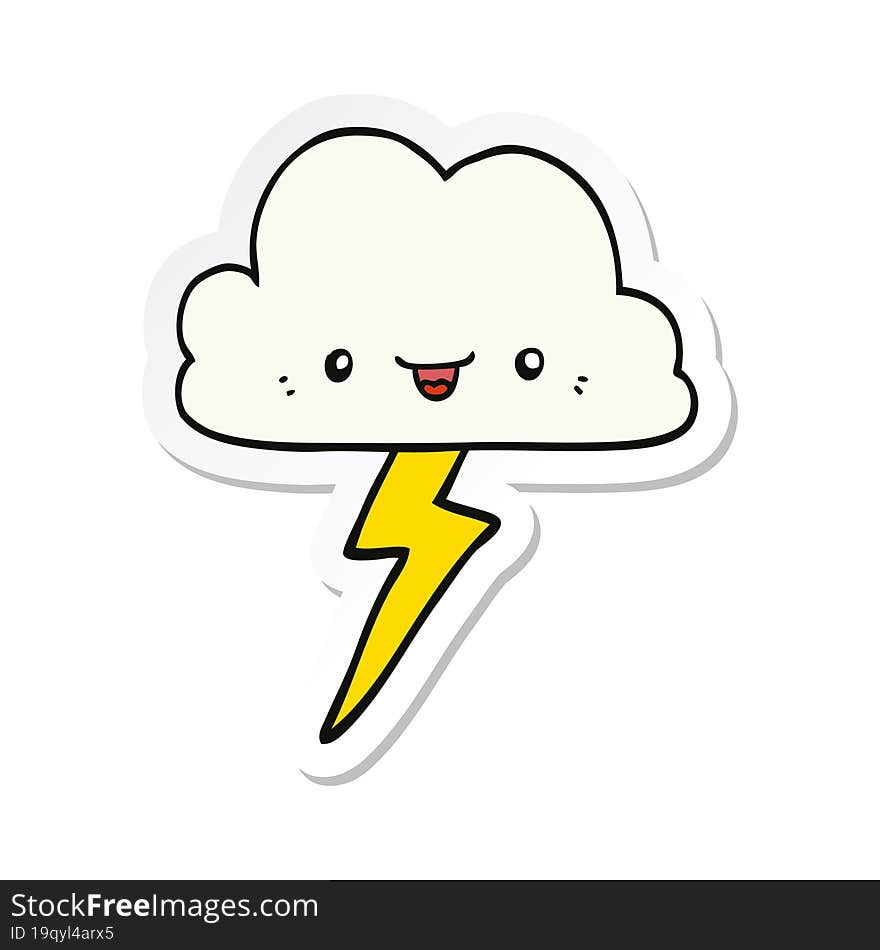 Sticker Of A Cartoon Storm Cloud