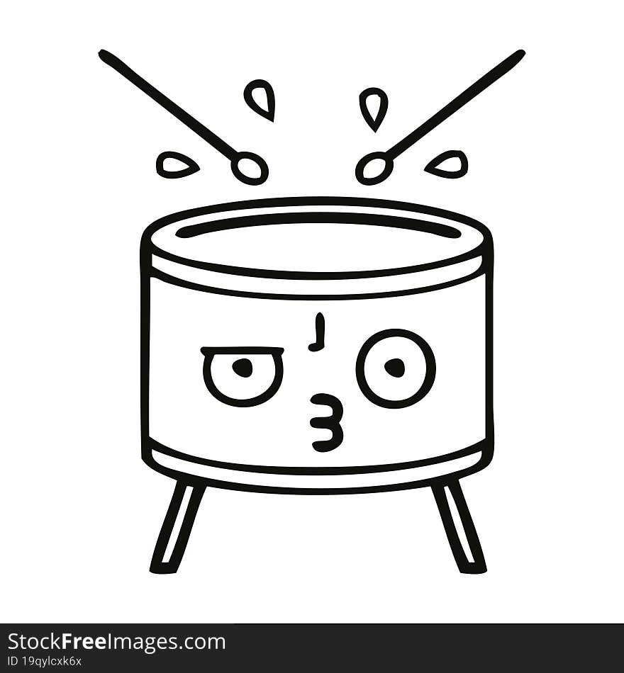 Line Drawing Cartoon Drum