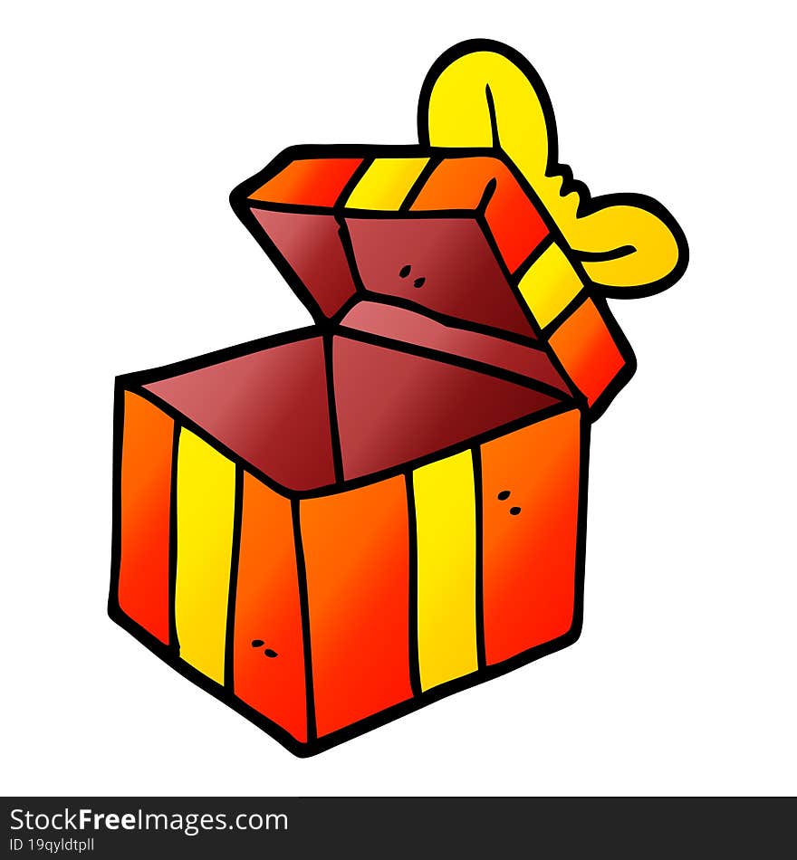 Vector Gradient Illustration Cartoon Open Gift Box