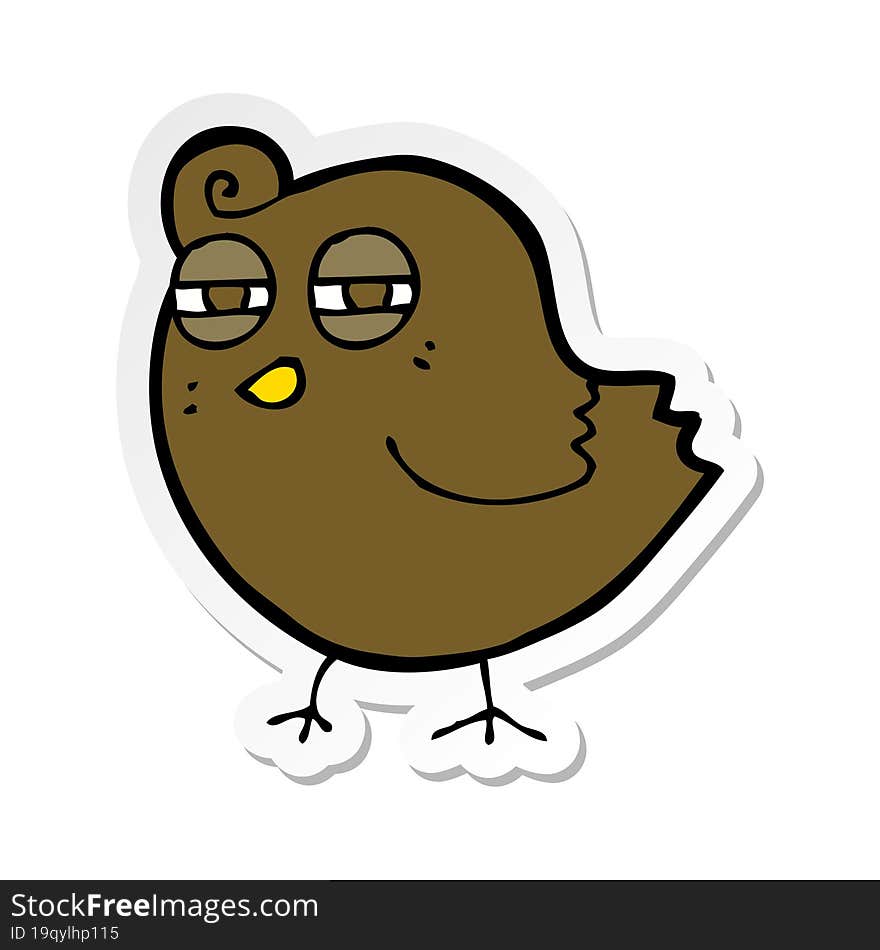 Sticker Of A Funny Cartoon Bird