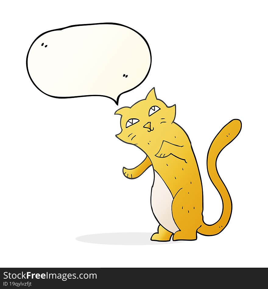 freehand drawn speech bubble cartoon cat