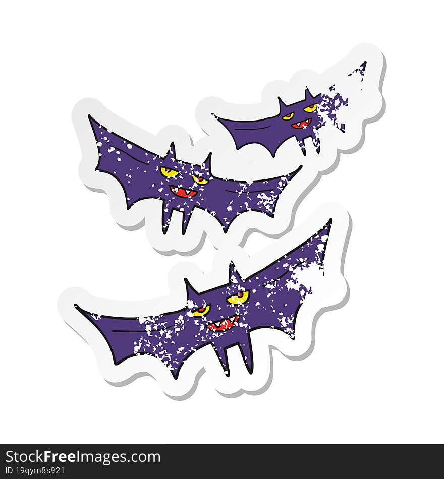 retro distressed sticker of a cartoon halloween bat