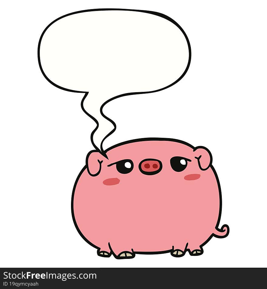 cute cartoon pig and speech bubble