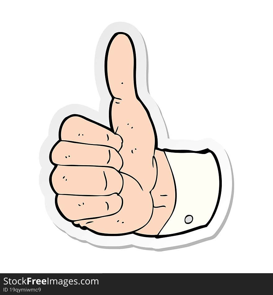 sticker of a cartoon thumbs up symbol