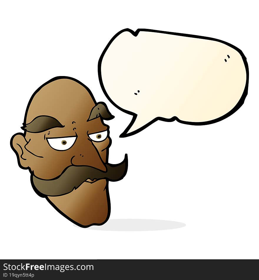 cartoon old man face with speech bubble