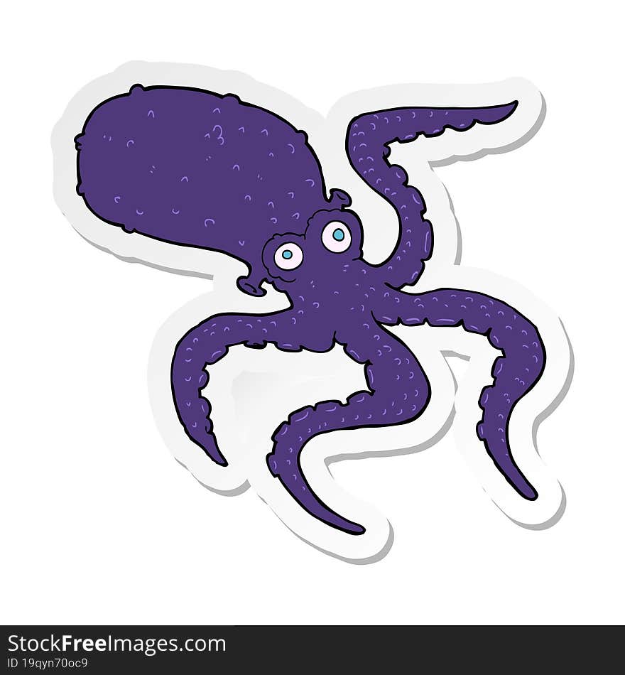 sticker of a cartoon octopus